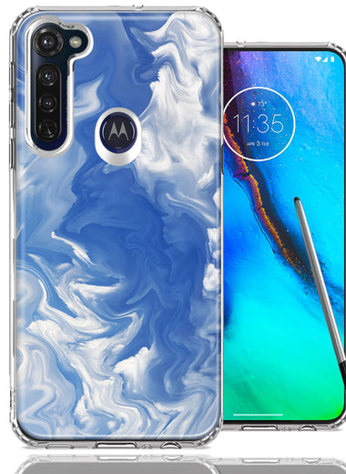 Motorola Moto G stylus Sky Blue Swirl Design Double Layer Phone Case Cover