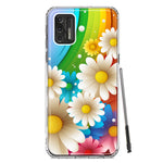 Motorola Moto G Stylus 2021 Colorful Rainbow Daisies Blue Pink White Green Double Layer Phone Case Cover