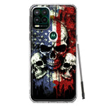 Motorola Moto G Stylus 5G American USA Flag Skulls Blue Red Double Layer Phone Case Cover