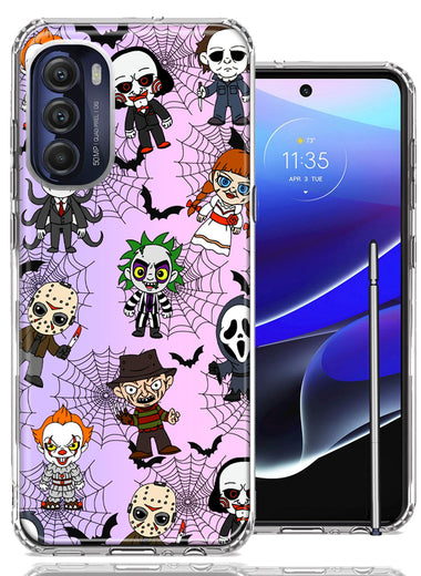 Motorola Moto G Stylus 5G 2022 Classic Haunted Horror Halloween Nightmare Characters Spider Webs Design Double Layer Phone Case Cover