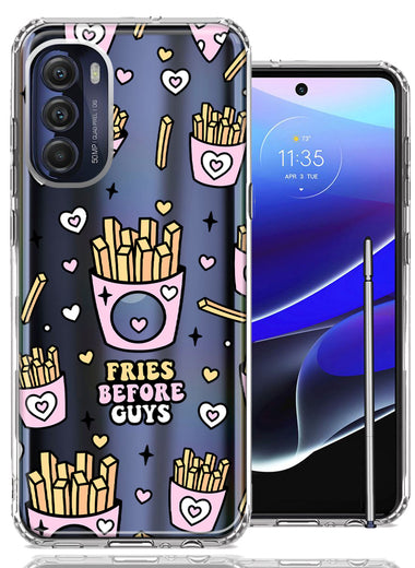 Motorola Moto G Stylus 5G 2022 Cute Valentine Pink Love Hearts Fries Before Guys Double Layer Phone Case Cover