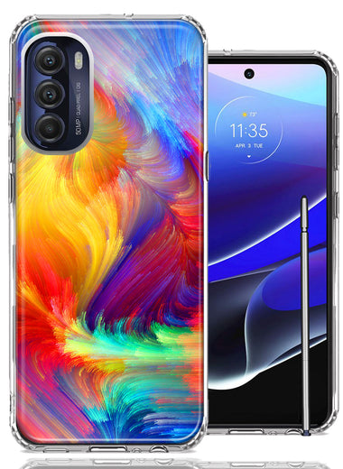 Motorola Moto G Stylus 4G 2022 Colorful Feather Paint Double Layer Phone Case Cover