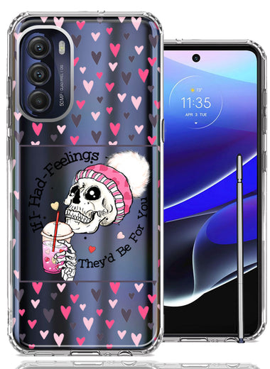 Motorola Moto G Stylus 5G 2022 Pink Dead Valentine Skull Frap Hearts If I had Feelings They'd Be For You Love Double Layer Phone Case Cover