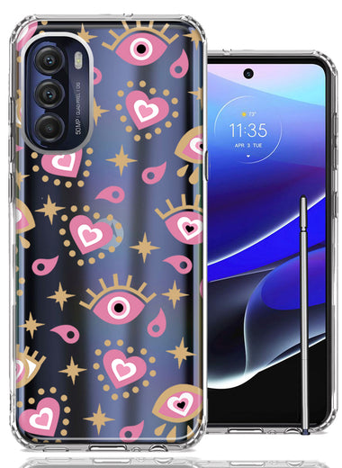 Motorola Moto G Stylus 4G 2022 Pink Evil Eye Lucky Love Law Of Attraction Design Double Layer Phone Case Cover