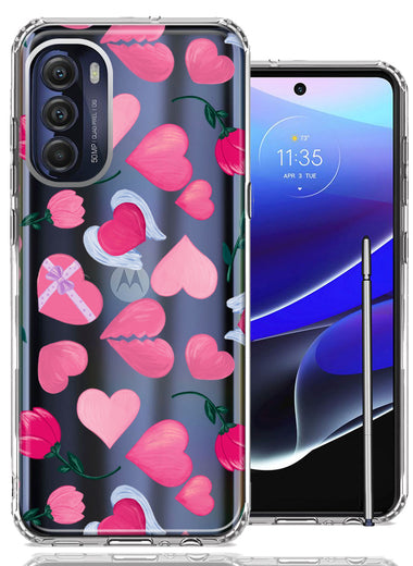 Motorola Moto G Stylus 4G 2022 Pretty Valentines Day Hearts Chocolate Candy Angel Flowers Double Layer Phone Case Cover