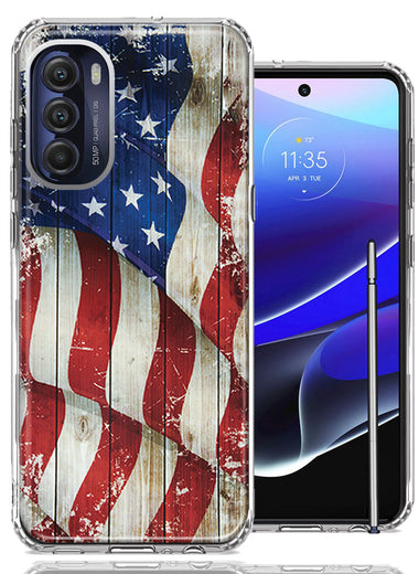 Motorola Moto G Stylus 4G 2022 Vintage USA Flag Double Layer Phone Case Cover