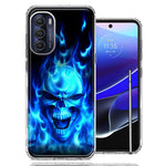 Motorola Moto G Stylus 5G 2022 Blue Flaming Skull Double Layer Phone Case Cover
