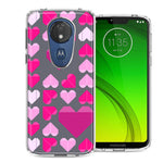 Motorola E5 Plus/G7 Power Pink Purple Origami Valentine's Day Polkadot Hearts Design Double Layer Phone Case Cover