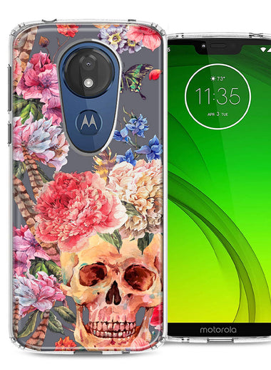 For Motorola G7 Power/E5 Plus Indie Spring Peace Skull Feathers Floral Butterfly Flowers Phone Case Cover