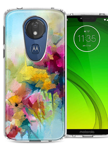 For Motorola G7 Power/E5 Plus Watercolor Flowers Abstract Spring Colorful Floral Painting Phone Case Cover