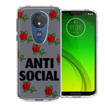 Motorola E5 Plus/G7 Power Anti Social Roses Design Double Layer Phone Case Cover