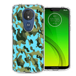Motorola Moto G7 Power SUPRA Blue Green Camo Design Double Layer Phone Case Cover