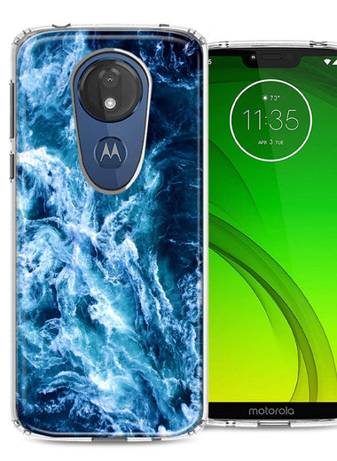 Motorola Moto G7 Power SUPRA Deep Blue Ocean Waves Design Double Layer Phone Case Cover