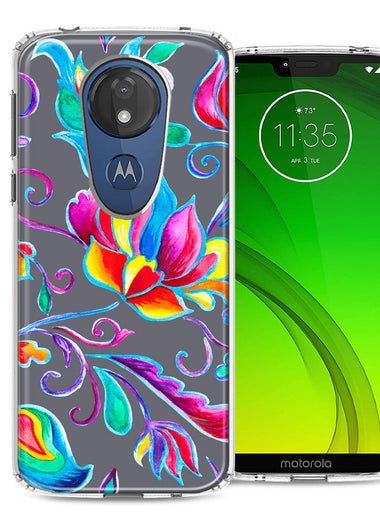 For Motorola G7 Power/E5 Plus Bright Colors Rainbow Water Lilly Floral Phone Case Cover