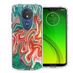 Motorola Moto G7 Power SUPRA Green Pink Abstract Design Double Layer Phone Case Cover