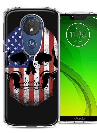 Motorola Moto G7 Power SUPRA US Flag Skull Double Layer Phone Case Cover