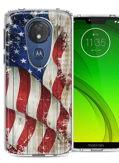 Motorola Moto G7 Power SUPRA Vintage American Flag Design Double Layer Phone Case Cover