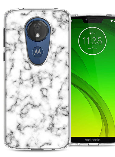 Motorola Moto G7 Power SUPRA White Grey Marble Design Double Layer Phone Case Cover