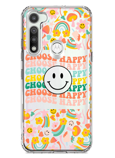 Motorola Moto G Fast Choose Happy Smiley Face Retro Vintage Groovy 70s Style Hybrid Protective Phone Case Cover