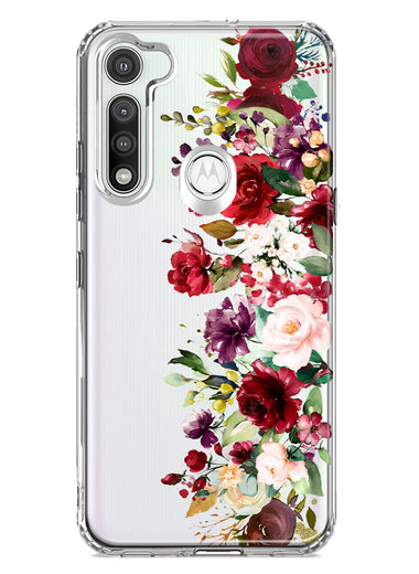 Motorola Moto G Fast Red Summer Watercolor Floral Bouquets Ruby Flowers Hybrid Protective Phone Case Cover