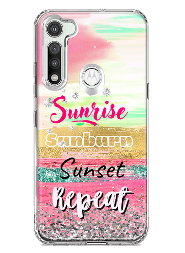 Motorola Moto G Fast Summer Brush Strokes Sunrise Sunburn Sunset Repeat Hybrid Protective Phone Case Cover