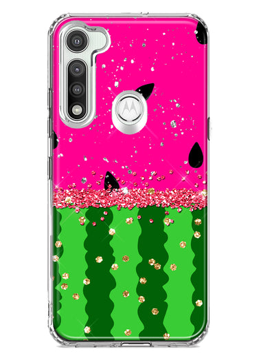 Motorola Moto G Fast Summer Watermelon Sugar Vacation Tropical Fruit Pink Green Hybrid Protective Phone Case Cover