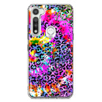 Motorola Moto G Fast Vibrant Pink Purple Tie Dye Summer Leopard Swirl Rainbow Hybrid Protective Phone Case Cover
