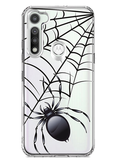 Motorola Moto G Fast Creepy Black Spider Web Halloween Horror Spooky Hybrid Protective Phone Case Cover