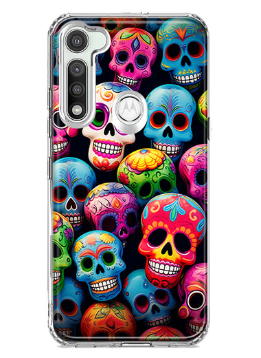 Motorola Moto G Fast Halloween Spooky Colorful Day of the Dead Skulls Hybrid Protective Phone Case Cover