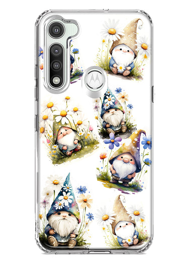 Motorola Moto G Fast Cute White Blue Daisies Gnomes Hybrid Protective Phone Case Cover