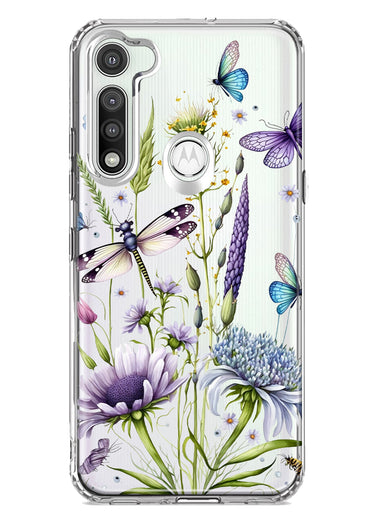 Motorola Moto G Fast Lavender Dragonfly Butterflies Spring Flowers Hybrid Protective Phone Case Cover