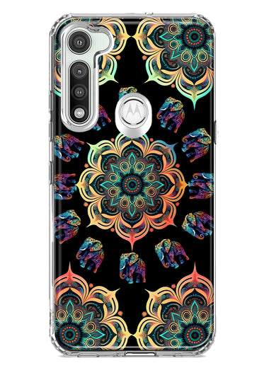 Motorola Moto G Fast Mandala Geometry Abstract Elephant Pattern Hybrid Protective Phone Case Cover