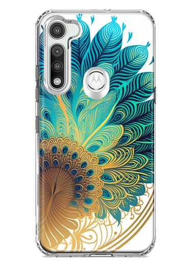 Motorola Moto G Fast Mandala Geometry Abstract Peacock Feather Pattern Hybrid Protective Phone Case Cover