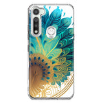Motorola Moto G Fast Mandala Geometry Abstract Peacock Feather Pattern Hybrid Protective Phone Case Cover