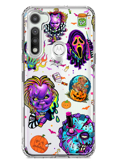 Motorola Moto G Fast Cute Halloween Spooky Horror Scary Neon Characters Hybrid Protective Phone Case Cover