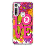 Motorola Moto G Fast Pink Daisy Love Graffiti Painting Art Hybrid Protective Phone Case Cover