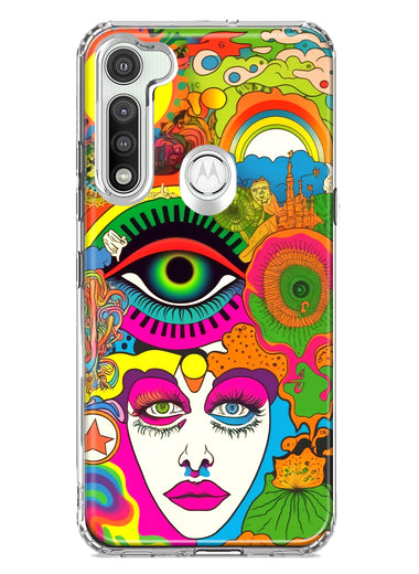 Motorola Moto G Fast Neon Rainbow Psychedelic Trippy Hippie DaydreamHybrid Protective Phone Case Cover