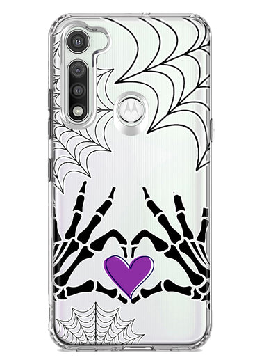 Motorola Moto G Fast Halloween Skeleton Heart Hands Spooky Spider Web Hybrid Protective Phone Case Cover