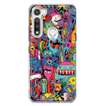 Motorola Moto G Fast Psychedelic Trippy Happy Aliens Characters Hybrid Protective Phone Case Cover