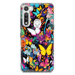 Motorola Moto G Fast Psychedelic Trippy Butterflies Pop Art Hybrid Protective Phone Case Cover