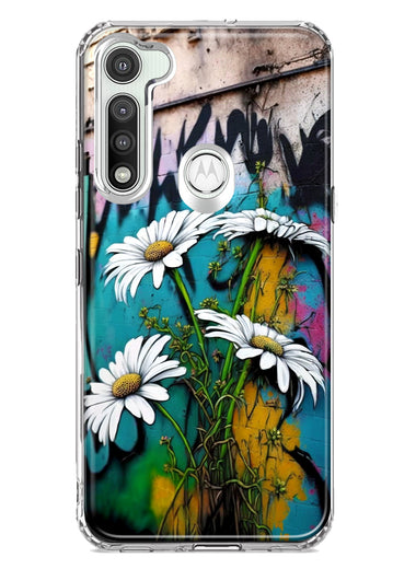 Motorola Moto G Fast White Daisies Graffiti Wall Art Painting Hybrid Protective Phone Case Cover