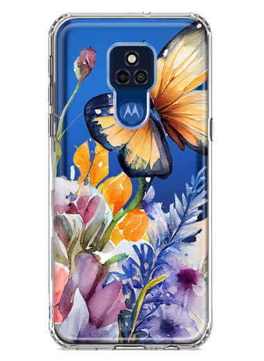Motorola Moto G Play 2021 Spring Summer Flowers Butterfly Purple Blue Lilac Floral Hybrid Protective Phone Case Cover