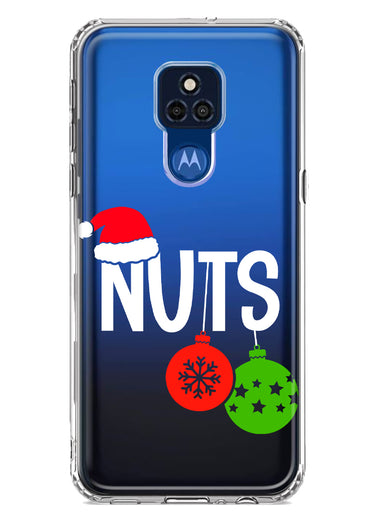 Motorola Moto G Play 2021 Christmas Funny Couples Chest Nuts Ornaments Hybrid Protective Phone Case Cover