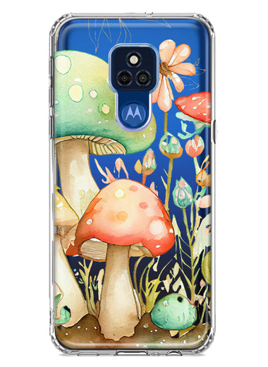 Motorola Moto G Play 2021 Fairytale Watercolor Mushrooms Pastel Spring Flowers Floral Hybrid Protective Phone Case Cover
