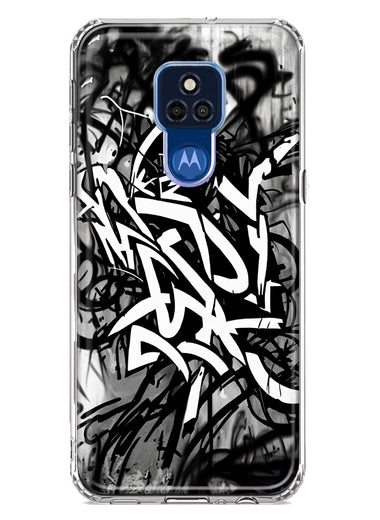 Motorola Moto G Play 2021 Black White Urban Graffiti Hybrid Protective Phone Case Cover