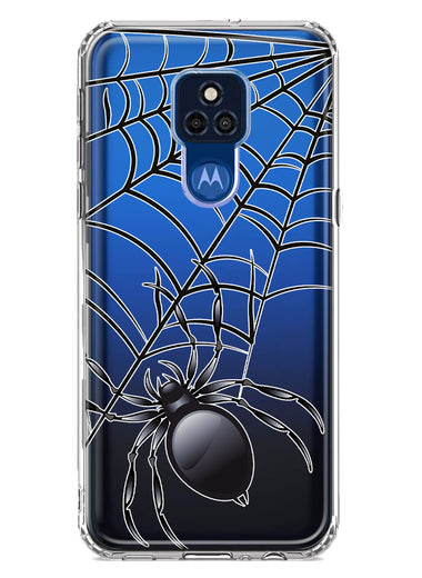 Motorola Moto G Play 2021 Creepy Black Spider Web Halloween Horror Spooky Hybrid Protective Phone Case Cover