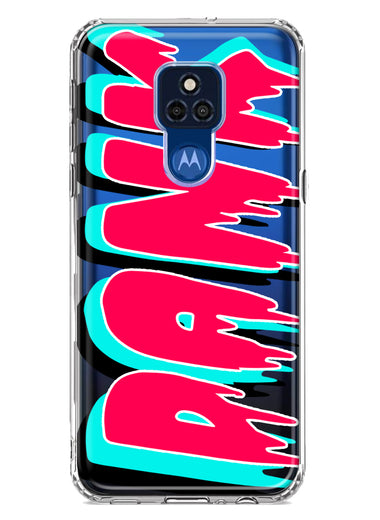 Motorola Moto G Play 2021 Teal Pink Clear Funny Text Quote Dank Hybrid Protective Phone Case Cover