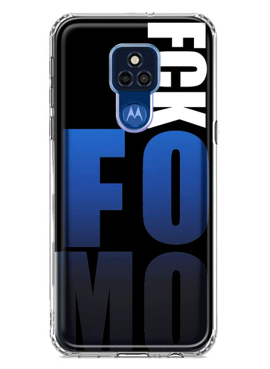 Motorola Moto G Play 2021 Black Clear Funny Text Quote Fckfomo Hybrid Protective Phone Case Cover