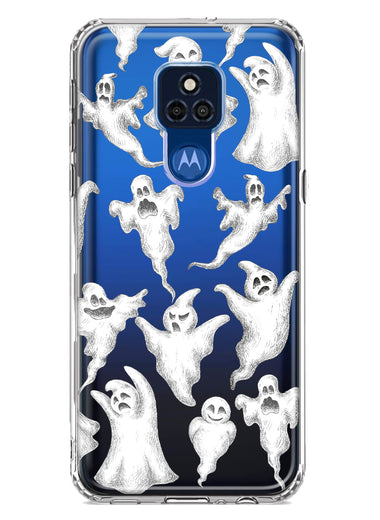 Motorola Moto G Play 2021 Cute Halloween Spooky Floating Ghosts Horror Scary Hybrid Protective Phone Case Cover