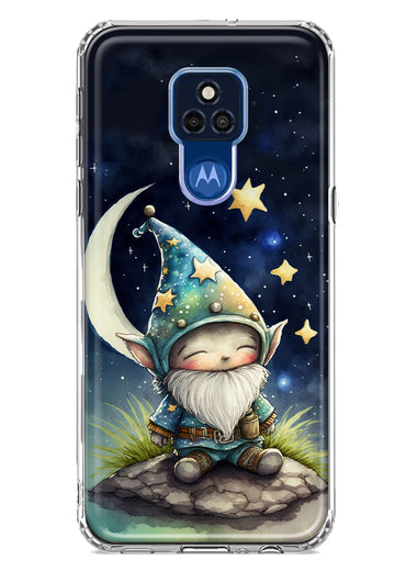 Motorola Moto G Play 2021 Stars Moon Starry Night Space Gnome Hybrid Protective Phone Case Cover